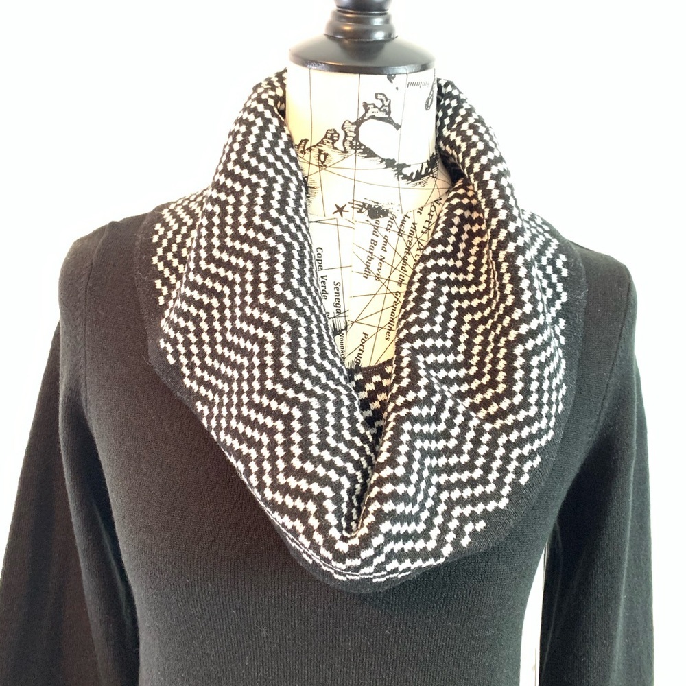 NWT Eliza J black chevron cowl shawl shift dress S - Picture 5 of 16